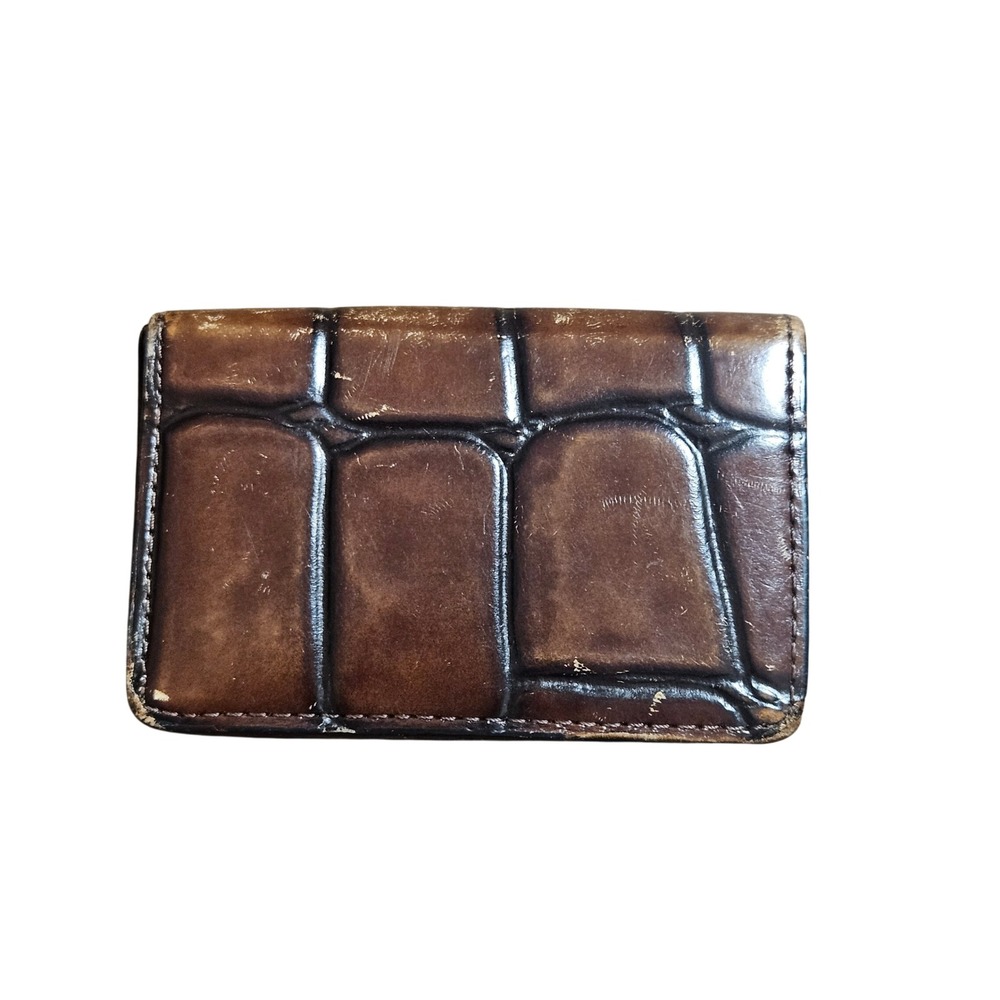 Franklin Covey Crocodile Embossed Leather Business Card Holder Wallet Old Money